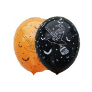 Halloween 12"(30cm) orange eller sort latex ballon m/heks